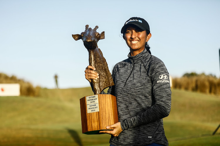 India's Aditi Ashok posses with the Magical Kenya Ladies Open trophy