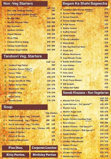 TNG Restaurant menu 