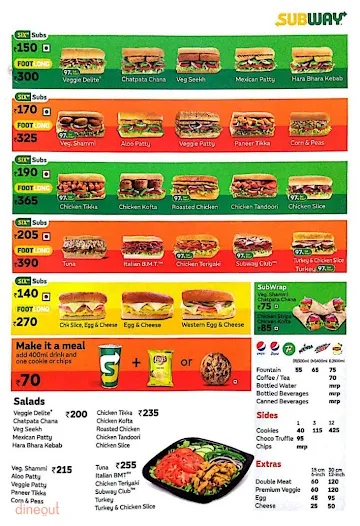 Subway menu 