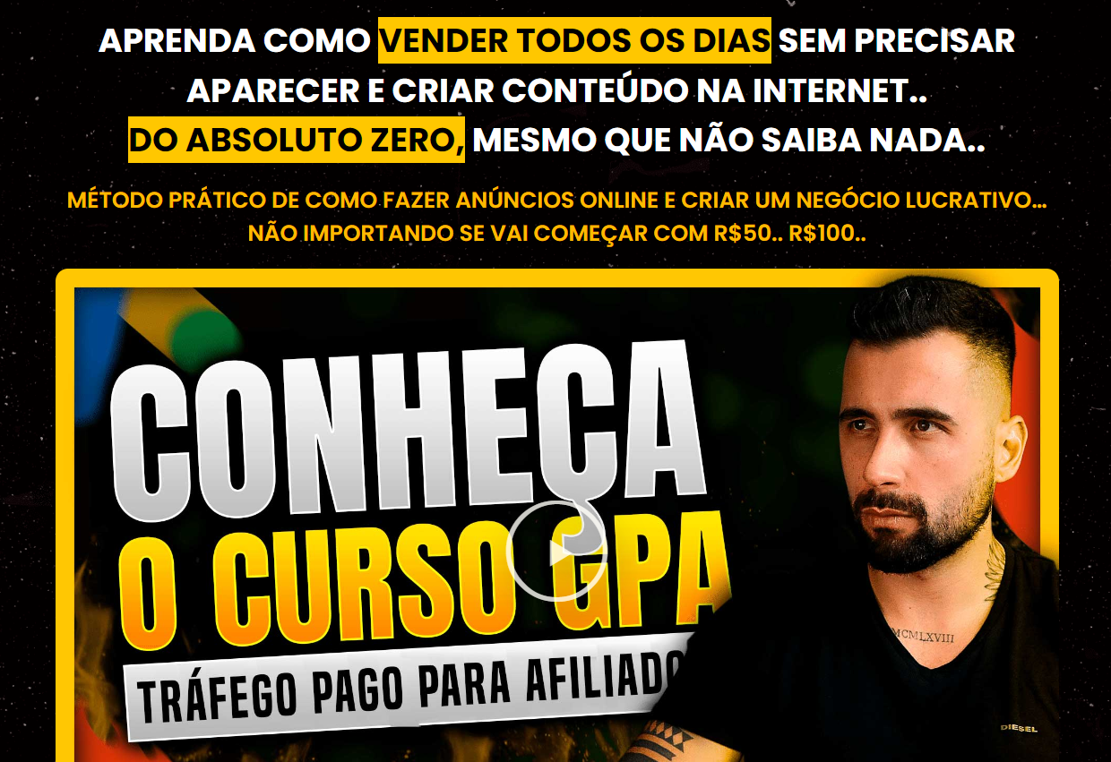 Captura de tela do site GPA Domínio Estratégico - curso para afiliados