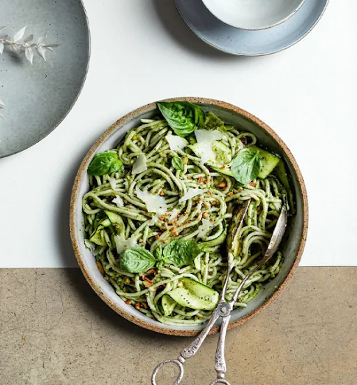 Hand Crushed Garlic Pesto Spaghetti