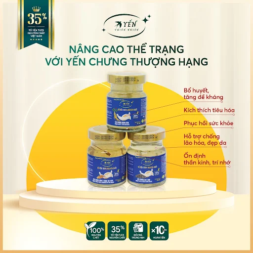 Tổ Yến chưng đường ăn kiêng 35% Yến Thiên Nhiên Hộp 6 hũ