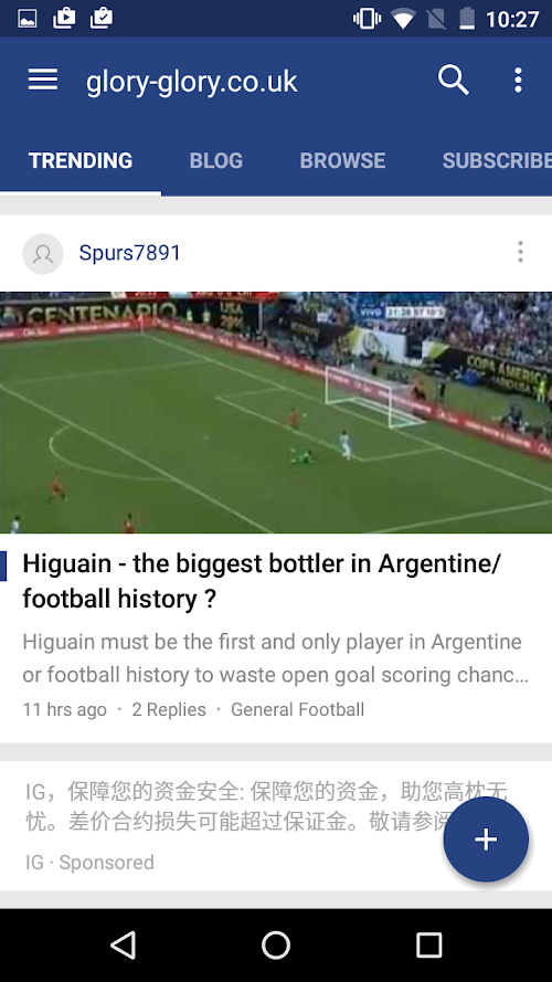 Android application glory-glory.co.uk screenshort