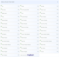 Lime Tree Hotel menu 1