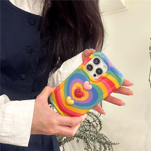 Title 3, Rainbow Three-dimensional Love Drop-resistant P...