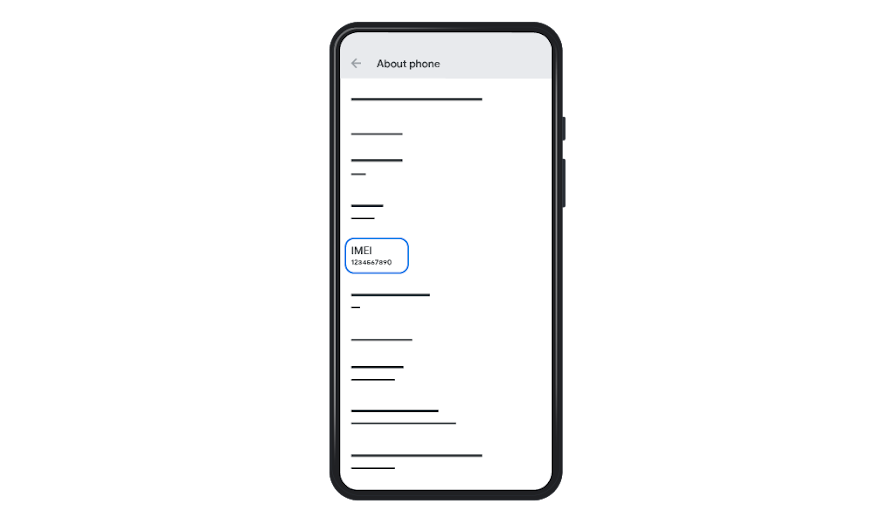 Find Serial Number from your phone's Settings app