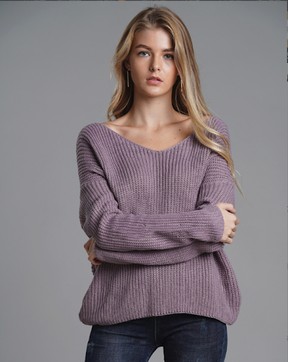 Title 1, Womens Knitted Round Neck Pullover Cross Sweater