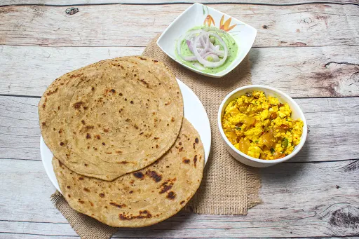 2 Laccha Paratha With Paneer Bhujia