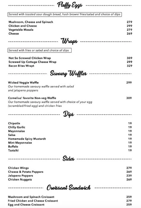 The Funnel Hill Creamery menu 