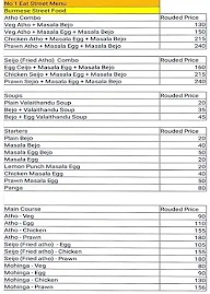 No 1 Eat Street menu 1