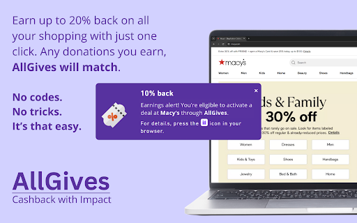 AllGives: Earn Cashback & Support Charities. Honey & Rakuten Can't Compare