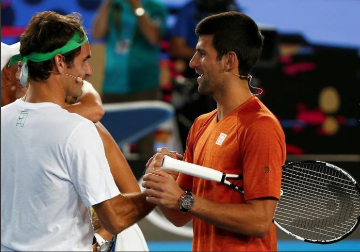 Serbia's Novak Djokovic with Switzerland's Roger Federer during a past tournament