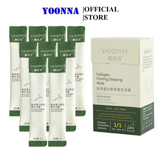 Mặt Nạ Ngủ Thạch Collagen Yanjiayi Hộp 20 Gói - Nâng Cơ Bổ Sung Collagen Cấp Nước Dưỡng Ẩm Căng Bóng, Thu Nhỏ Lỗ Chân