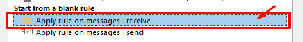Apply rule on messages I recieve