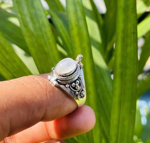 Title 7, Womens Alloy Openable Ring with Inlaid Moonsto...