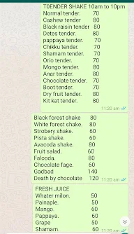 Lokl Street Foods Shake Juice menu 3