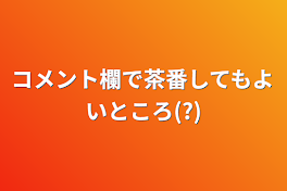 コメント欄で茶番してもよいところ(?)