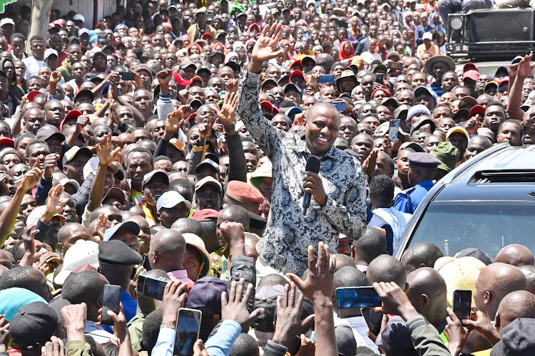 National Assembly Majority leader Kimani Ichung'wah addressing residents of Chepalungu sub county in Bomet on March 16, 2024