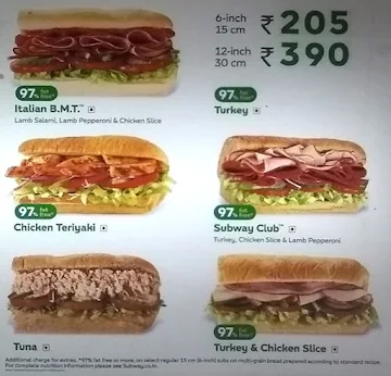 Subway menu 