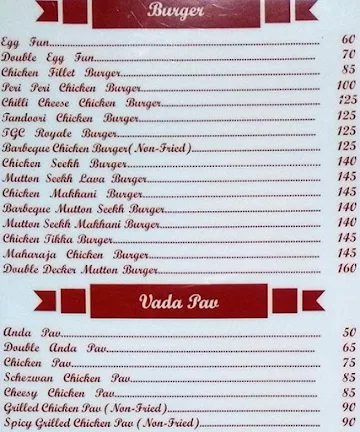 The Grill Cafe menu 