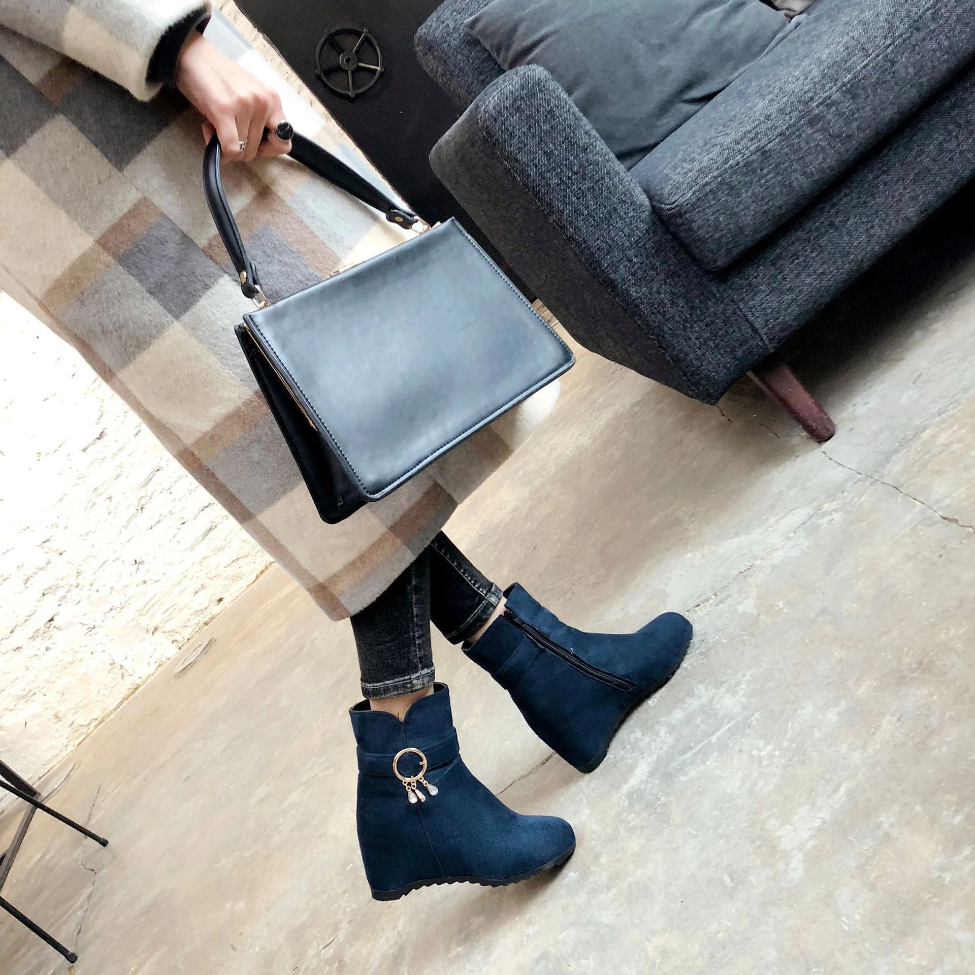 Title 12, Botas cortas de invierno para mujer con cuña y ...