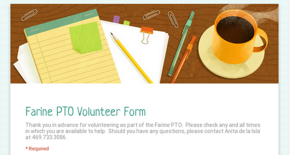 Farine PTO Volunteer Form