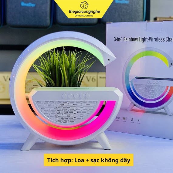 [ Bảo Hành 12 Tháng ] Loa Bluetooth Thông Minh Chữ G, 4 Chức Năng Sạc Không Dây Tích Hợp Đèn Ngủ Đa Chế Độ Ánh Sáng