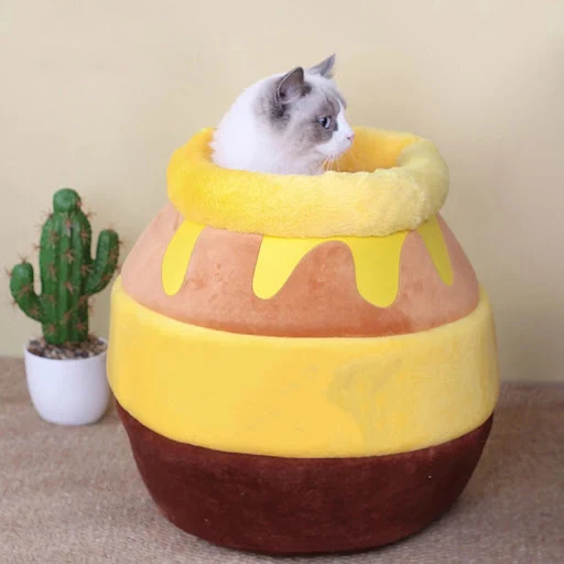 Cat Bed House Pet Accessories Four Seasons plush Mat Cats Cushion Basket Honey Jar Shape Pets Product For Small Cat Dog 