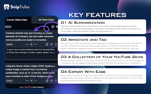 SnipTube - AI powered YouTube bookmarker