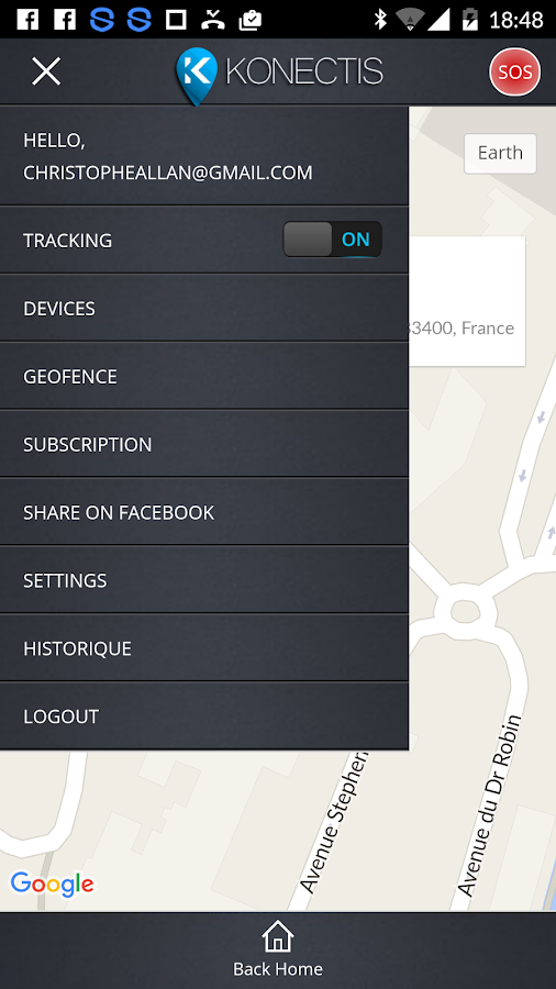    KONECTIS tracking via phone- screenshot  