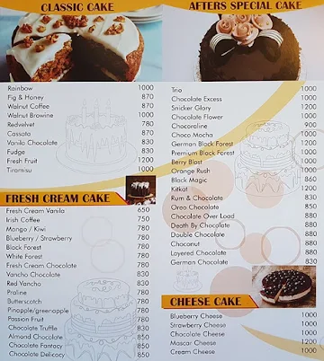 Afters Bake House menu 