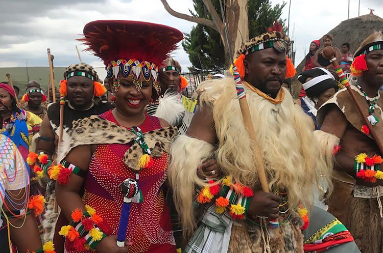 Kusela Diko and husband 'King' Madzikane Thandisizwe Diko during their royal wedding