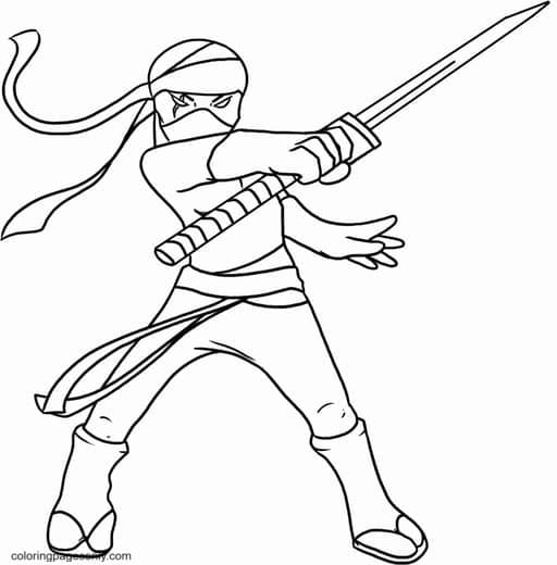 Ninja Holding Shikomizue Coloring Pages