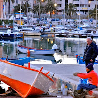 Red fisherman boat. di 