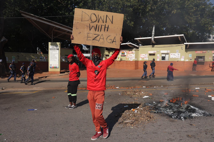 Dozens of Durban University of Technology students protested outside the Ritson Road campus on Thursday.