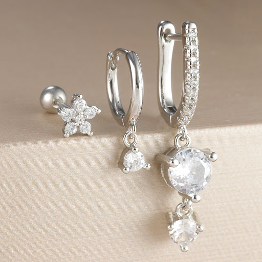 Title 7, Trendy Geometric Zircon Earrings for Women, fea...
