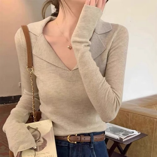 Title 6, V-neck Sweater Sweater Inner Wear Slimming Long...