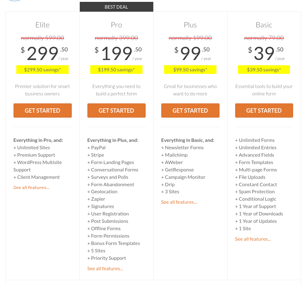 wpforms wordpress form plugin pricing