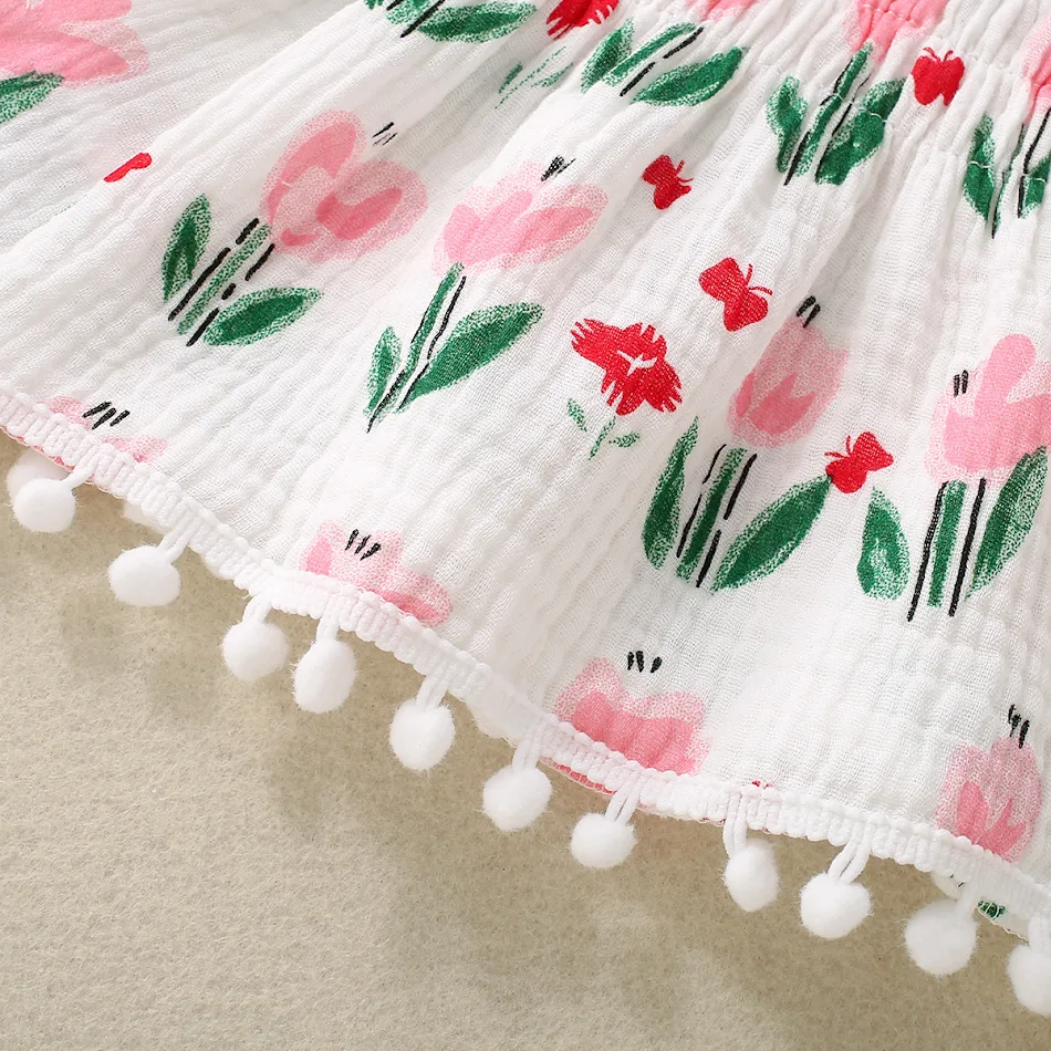Ensemble short jupe en dentelle et fleurs pour bébé fille, parfait pour l'été, léger et mignon, idéal pour les journées chaudes, confortable et charmant.