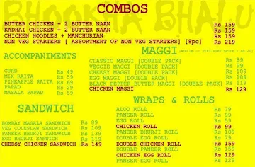 Bhookha Bhalu menu 