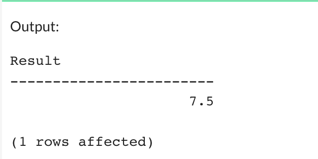 Output to show SQL will implicitly convert the integer to a decimal before performing the operation