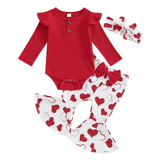 Title 8, Valentijnsdag baby meisjes romper met lange mou...