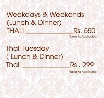 Khandani Rajdhani menu 