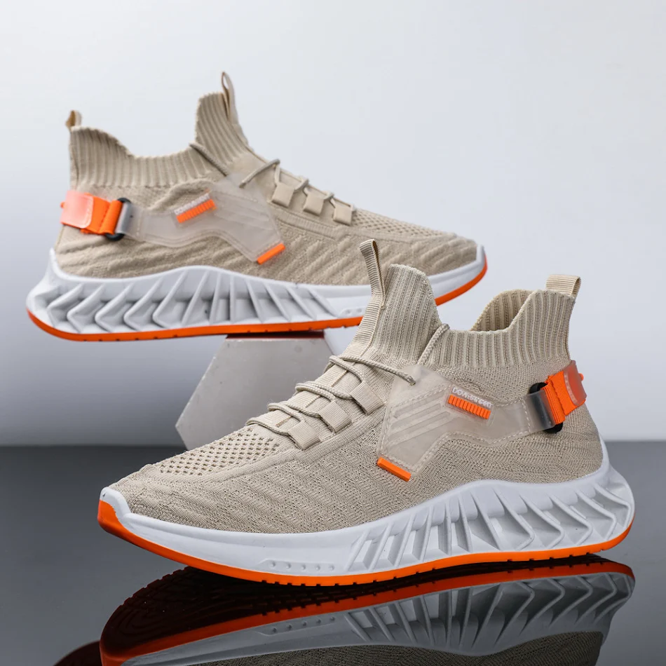 Chaussures de sport décontractées en Flyknit respirant et tendance pour hommes. Confortables, légères et parfaites pour le sport et le quotidien.