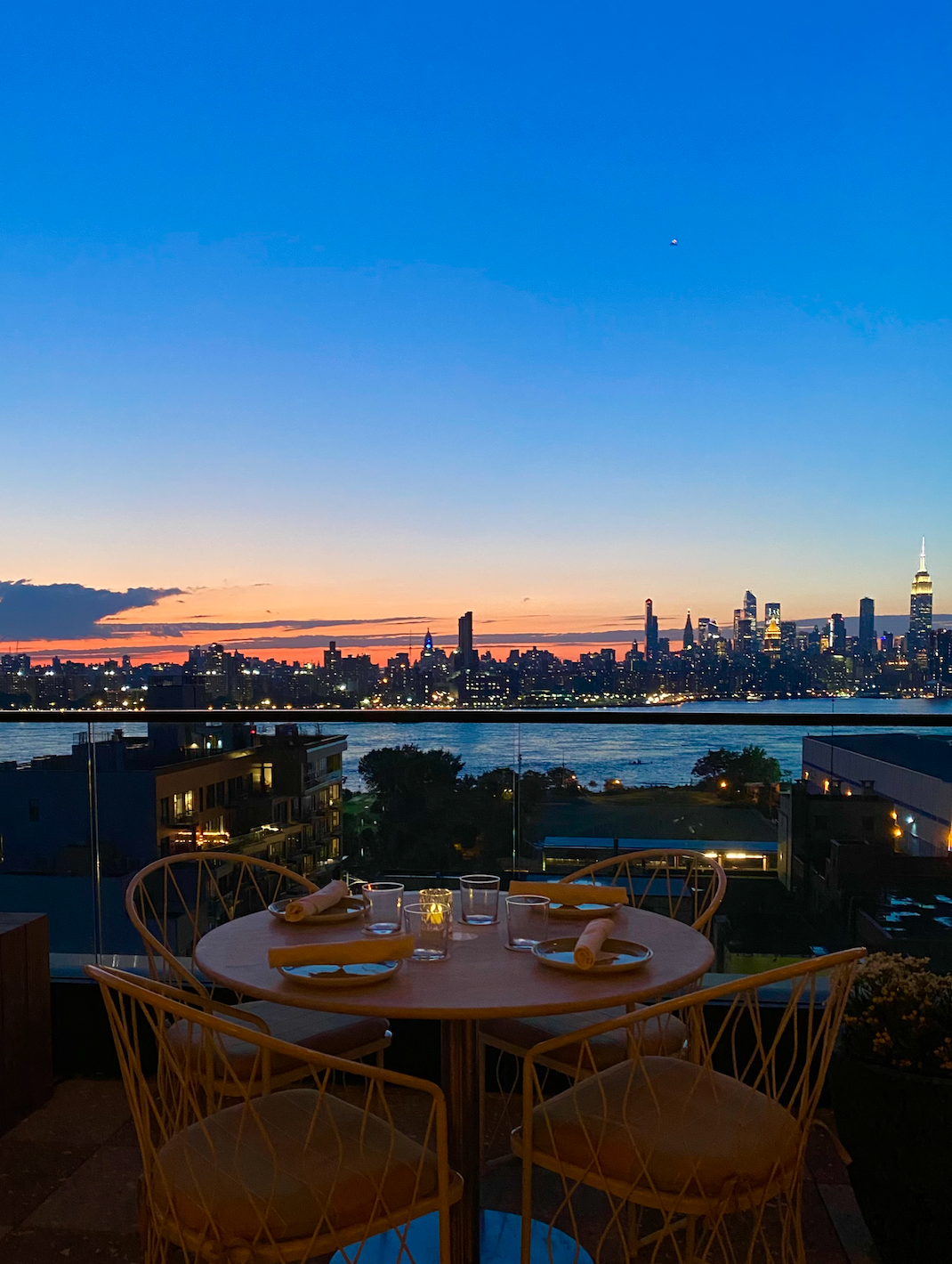 rooftop at sunset overlooking nyc 