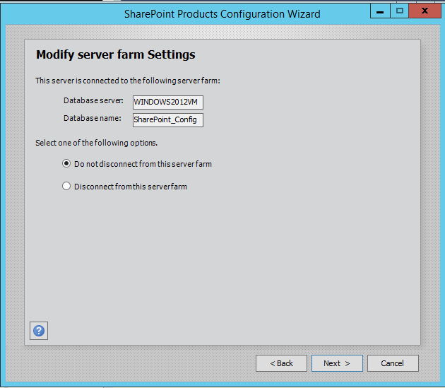 Modify server farm settings