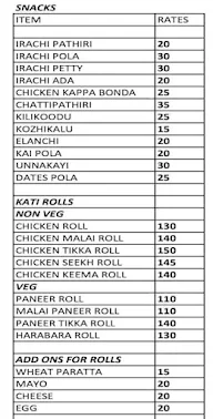 Malabar Chaya Peedika menu 1