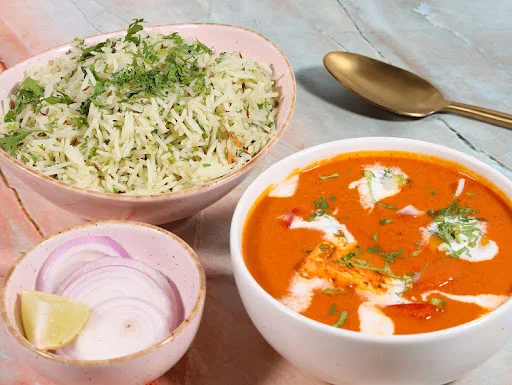 Paneer Tikka Masala [300 Ml] + Jeera Rice [450 Ml] + Salad