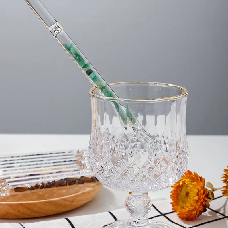 Natuurlijke kristal grind glazen rietjes