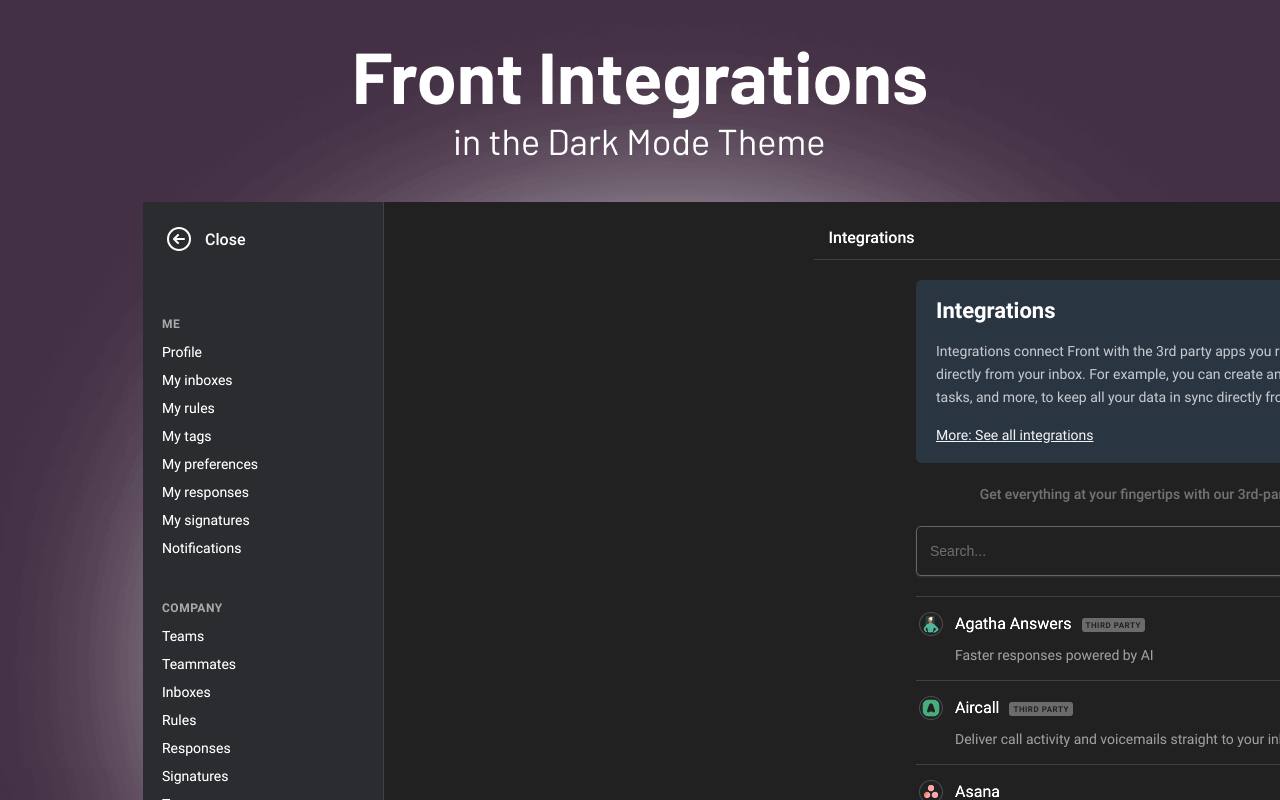 Dark theme for Front App Preview image 5